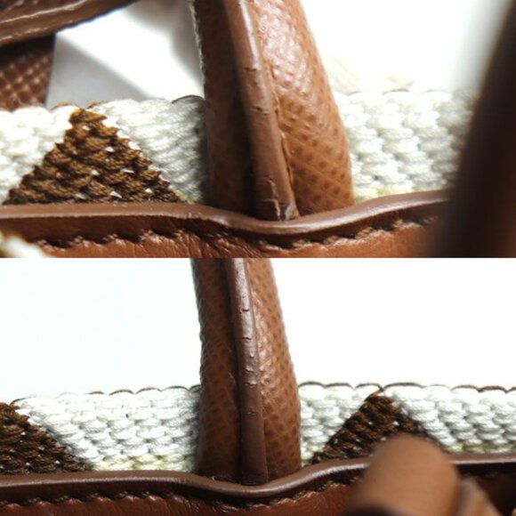 Prada Symbol Embroidered Fabric Mini 2 way Shoulder Bag Brown White Mbmb IC - Picture 8 of 9